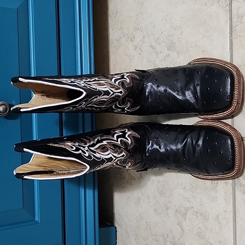 El Dorado Men's Leather Handmade Cowboy Boots In Black Size 7